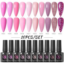 Ur Sugar 10PCS / Ensemble de vernis à ongles en gel de couleur 140 couleurs semi-permanente Gel LED Vernis Sabillage de la manucure d'art nail