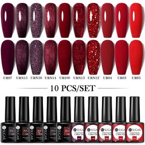 UR SUIKER 10 Stuksset Blauw Gradiënt Gel Polish Kit Voor Manicure Lente Kleuren Nail Set Losweken UV LED Lamp art Design 240219