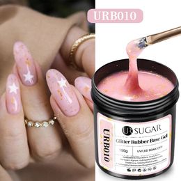 UR SUIKER 150g Aurora Chameleon Rubber Base Gel Zelfnivellerende Vlokken Glitter Manicure Versterking Geen Veeg Top Coat 240229