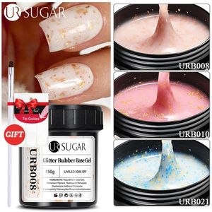 UR SUGAR 150g Or Paillettes Base En Caoutchouc Gel Recharge Paquet Gelée Laiteuse Blanc Autonivelant Nail Art Soak Off UV LED Manucure 240219