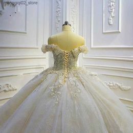 Robes sexy urbaines 2022 Magnifique robe de bal robes de mariée 3D Floral appliqué paillettes perlée balayage train sur mesure robe de mariée robe de mariée B0623x02 Q240307
