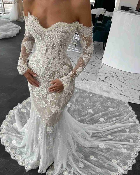 Robes sexy urbaines 2023 Élégante sirène de mariage chérie perles appliques dentelle robes de mariée sur mesure balayage train robes de novia yq240329