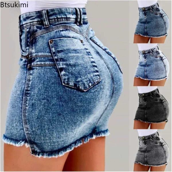 Urban Sexy Dresses 2024 Womens Summer Summer High Wisted Mini Denim Skirt Sexy Ladies Club Party Wear Fodycon Jeans Short Skirt Falda Femenina 240403