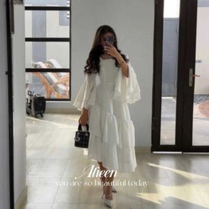Stedelijke sexy jurken Aileen gelaagde feestjurk voor dames, elegante luxe beroemdheid lijn A ruches wit Eid Al-fitr yq240327