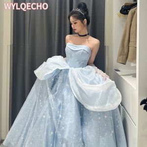 Stedelijke sexy jurken Blauwe galajurk Verlovingsjacquard Frankrijk Vintage Zoete Koreaanse prinses Fee-avondfeest 231202