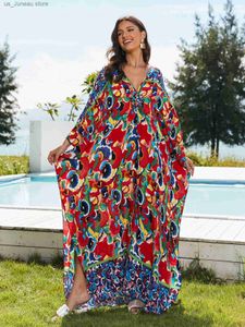 Robes sexy urbaines Bohemian imprimé à la mode sexy V Long Robe slve pour femmes 2024 Femmes d'été Plus taille Portez des robes maxi Q1591 T240412