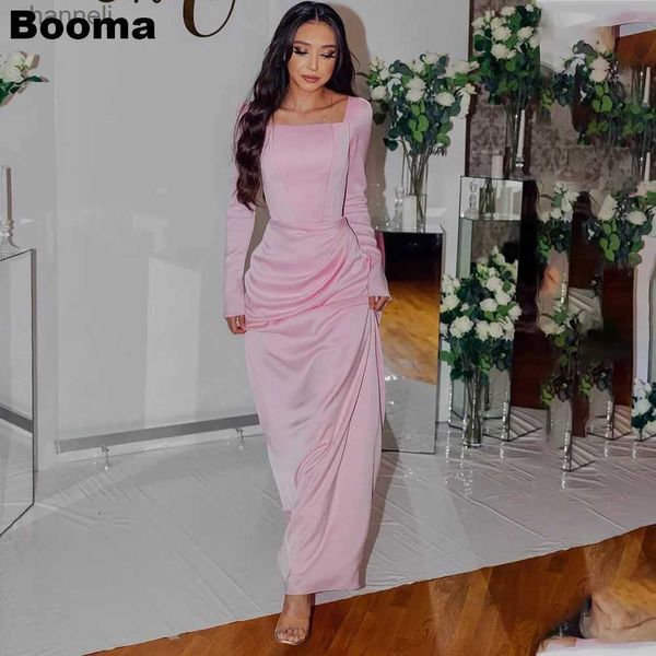 Robes sexy urbaines Booma rose élégante sirène soirée manches longues robes de bal plissées pour les femmes désossage occasion formelle yq240327