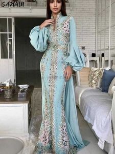 Urban sexy jurken Caftan jurk lange mouw Saoedi prom jurk Dubai Marokkaanse kaftan elegant v nek zeemeermin avondjurk Arabische vrouwen formele jurk 24410