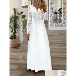 Robes sexy urbaines Designer Vêtements pour femmes 2024 Printemps et été Nouvelle mode Robe longue en dentelle à la mode Y Dames Moulante Col en V Dr Otrik