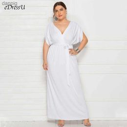 Robes sexy urbaines EDressU Robe de soirée longue grande taille Col en V Élastique Blanc Vittorio Robe de Soir Robe d'invité de mariage LMT-FP3310 Y240402