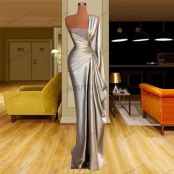 Robes sexy urbaines magnifiques robes de soirée robe de bal brillante en satin une épaule robes de bal robes de longueur pour vestidos de fête formels de gala 24410