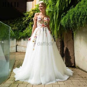 Urban sexy jurken Jeheth elegant bloem borduurer prom jurk prinses tule a-line mouwloze vestidos de noche van de schouderfeestavond 240410