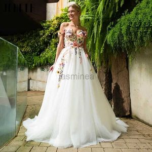 Urban sexy jurken Jeheth elegant bloem borduurer prom jurk prinses tule a-line mouwloze vestidos de noche van de schouderfeest avond 24410