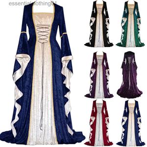 Stedelijke sexy jurken Halloween-kleding met veters Dames Vintage Middeleeuws Tot de grond Renaissance Gothic Heks Vintage-jurk Cosplay-jurken L231208