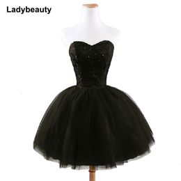 Urban Sexy Dresses Ladybeauty arrivée femmes élégantes robe de bal courte noir à lacets princesse chérie perles mode femmes robe de bal noire 231219