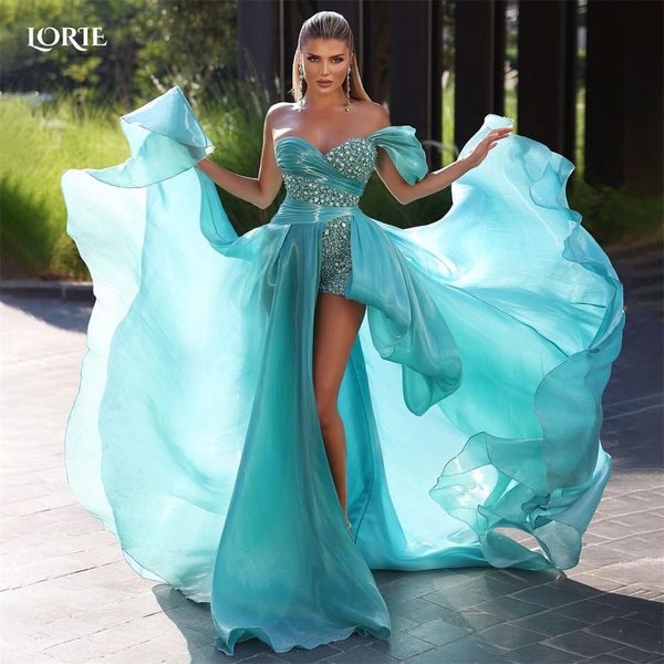 Robes sexy urbaines LORIE Océan Bleu Soirée Plissée Hors Épaule Baguettes Fente Latérale Robe De Bal Froncé Afrique Arabie Robes De Fête De Célébrité 230825