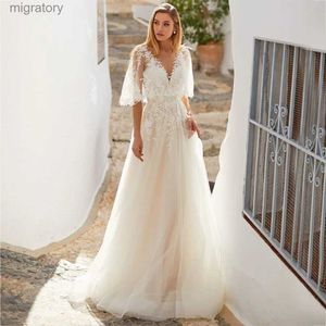 Robes sexy urbaines LoveDress robe de mariée col en v demi manches châle dentelle Appliques Boho dos nu robe de mariée a-ligne balayage train Vestido de novia yq240329