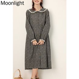 Robes Sexy Urbaines Mori Girl Imprimer Pour Woemen Lâche À Manches Longues Casual Coton Lin Robe En Dentelle Florale Japonais Doux Col Marin Vestidos 230711