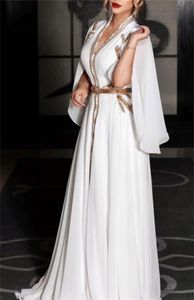 Stedelijke sexy jurken Marokkaanse Dubai Kaftan Kant Formele avonden V-hals Borduren Applicaties Volledige mouw Arabische moslim Feestjurken 2023 230627