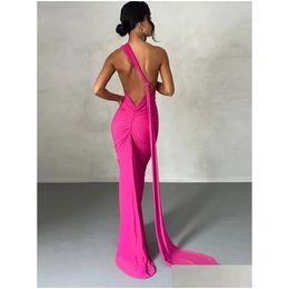 Robes sexy urbaines mozision oblique Shoder Backless MAXI Robe maxi pour femmes robe d'été Sobre sans manches