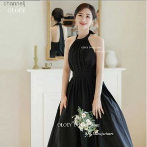 Robes sexy urbaines OLOEY noir taffetas une ligne soirée pour les femmes coréennes licou plis dos nu robes de bal robe de soirée formelle Corset dos yq240327