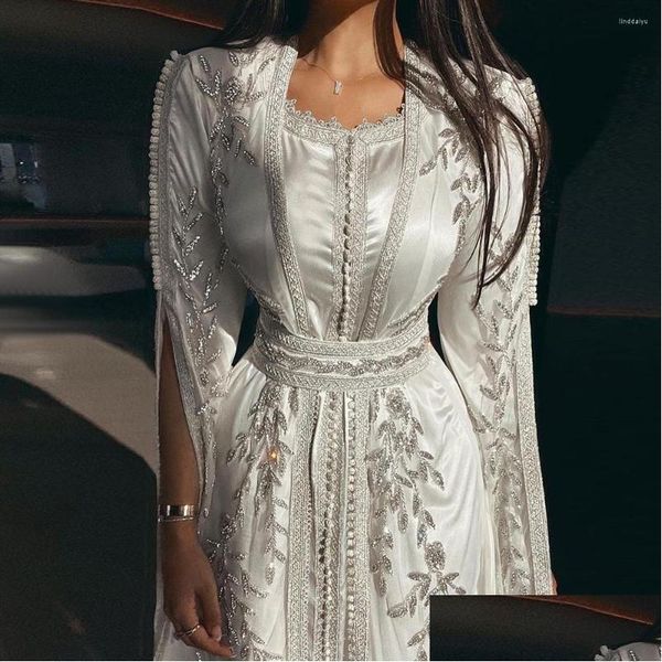 Robes sexy urbaines fête de luxe Dubaï caftan marocain soirée ivoire pour les femmes de mariage élégant à manches longues musulman arabe formel Drop D Dhunx