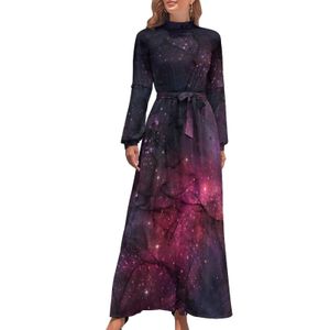 Urban Sexy Dresses Robe Longue de Plage à Manches sulfet Col Haut Tenue de Rue étoiles étoiles Graphique Boho Galaxie de l'Espace 231206