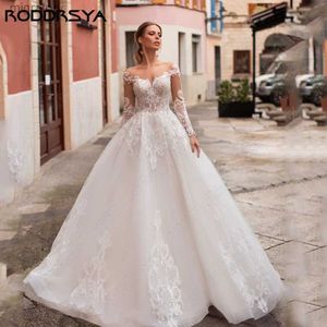 Stedelijke sexy jurken RODDRSYA Prinses Bruiloft Boho-stijl Illusie Lange mouwen Scoop Bruidsjurken Kant Applique A-lijn vestidos de novia yq240329