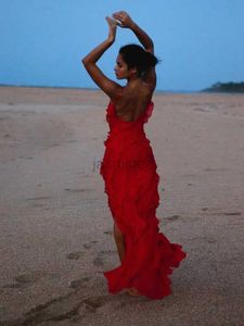 Robes sexy urbaines ébouriffes rouges élégants robes maxi pour femmes 2024 dos sans mousseline sexy
