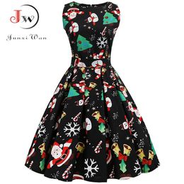 Stedelijke sexy jurken S3XL Kerst bloemenprint Slanke vintage casual mouwloze elegante midi Party vestidos gewaad 231011