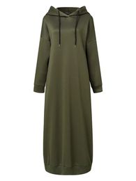Urban sexy jurken S3XL moslim dres sweatshirt jurk stijlvolle hoodies lange mouw maxi vrouwelijke casual vaste kap vestidos gewaad 231206