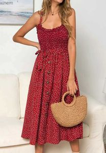 Stedelijke sexy jurken sexy zomer mouwloze slip jurk vrouwen strapless boog knop losbanding geplooide polka dot zonsondergang casual backless vestidosl2404