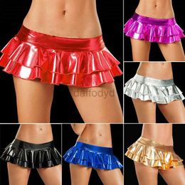 Urban sexy jurken sexy dames rok nat uitziend metallic glanzende bodycon faux lederen micro mini feest clubkleding korte rok 240403