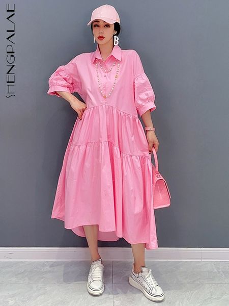 Vestidos atractivos urbanos SHENGPALAE Vestido de camisa rosa dulce para mujer Moda coreana Vestidos lindos elegantes Vestido Robe Summer Y2k Ropa 5R1519 230808