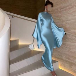 Robes Sexy urbaines bleu ciel femmes musulmanes élégantes robe de soirée formelle Robes De soirée perles Dubaï arabe fête bal manches longues 230629
