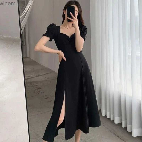 Vestidos sexy urbanos Puffes sólidos Vestidos elegantes de manga corta Mujeres Ropa de la boda Año Nuevo Año Nuevo Mujeres Fashion de la noche Slim Fiest Dressesl2404