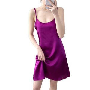 Robes sexy urbaines printemps été femme robe débardeur décontracté Satin Sexy Camisole élastique femme maison robes de plage col rond camis sexy dress 231023