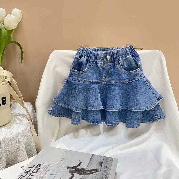 Vestidos sexy urbanos Summer Girls Denim Falda corta 2024 NUEVO COREANO FALLA FALLA MEDIA FALDITA AZULLAS Ruffles elásticos Minifaldas 240403