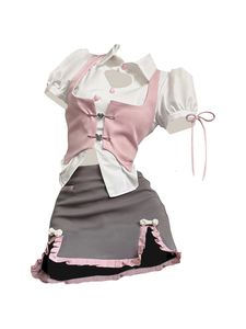 Stedelijke Sexy Jurken Zomer Vrouwen Japanse Mode Gyaru Meisje Ontwerp Outfits 3 Delige Set Korte Mouw Top Kawaii Vest Mini Rokken 2000s Esthetische 230719