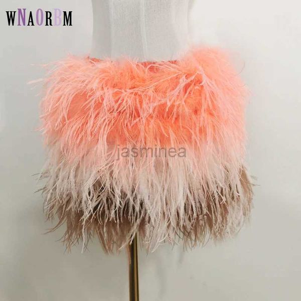 Vestidos sexy urbanos VERDADER OESTRICH Feather Mini Skirt Elástica Cintura de ropa Sexy Club Party Dance Rave Falda corta Nota Seleccionar 3 colores 2443