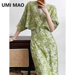 Robes sexy urbaines Umi Mao Vintage Chinois Style Imprimé Robe Elegant Womens Design Summer Premium New Chinese Seaside Vacation Robes Femme D240427