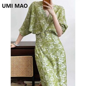 Urban sexy jurken umi mao vintage Chinese stijl bedrukte jurk elegant dames ontwerp zomer premium nieuwe Chinese kustvakantie jurken femme d240427