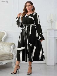 Stedelijke sexy jurken Dames gestreepte V-hals jurk lang elegant en mooi linnen zwarte goedkope jurk Fr Shipping Plus size zomer Y240402