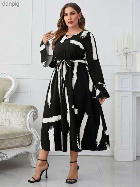 Urban Sexy Dresses Femmes rayé col en V robe longue élégante et belle lin noir robe pas cher Fr Shipping Plus taille été Y240402