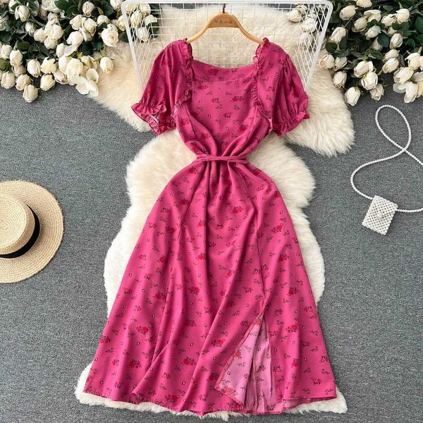 Vestidos sexy urbanos yUoomuoo Chic Fashion Romantic Floral Print Women Women Vestido 2023 Nuevo vendaje de verano Vacaciones de vestidos largos Vestidsos Y240420