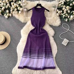 Vestidos sexy urbanos yUoomuoo Women Dress Fashion Fashion Patchwork Dress Long Dress Elegant sin mangas Tank Tank Vestidos Corean Party Vestidos Y240420