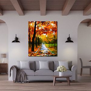 Urban Streets Canvas Art November Park Handgemaakt abstract schilderij Modern decor voor kantoor