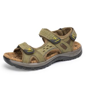 Hot Fashion Summer Leisure Beach Mannen Schoenen Hoge Kwaliteit Lederen Sandalen De grote Yards Heren Sandalen 38-48