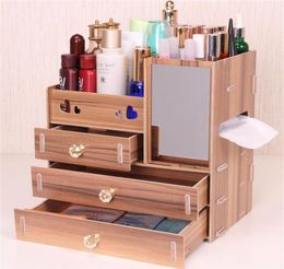 Urijk DIY Houten Opbergdoos Make-up Organizer Sieraden Container Houten Lade Organizer Handgemaakte Cosmetische Opbergdoos207t9167245