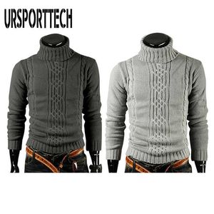 Ursporttech herfst winter mannen coltrui trui trui pullover hoge revers jacquard heren linnen schildpad nek S Y0907